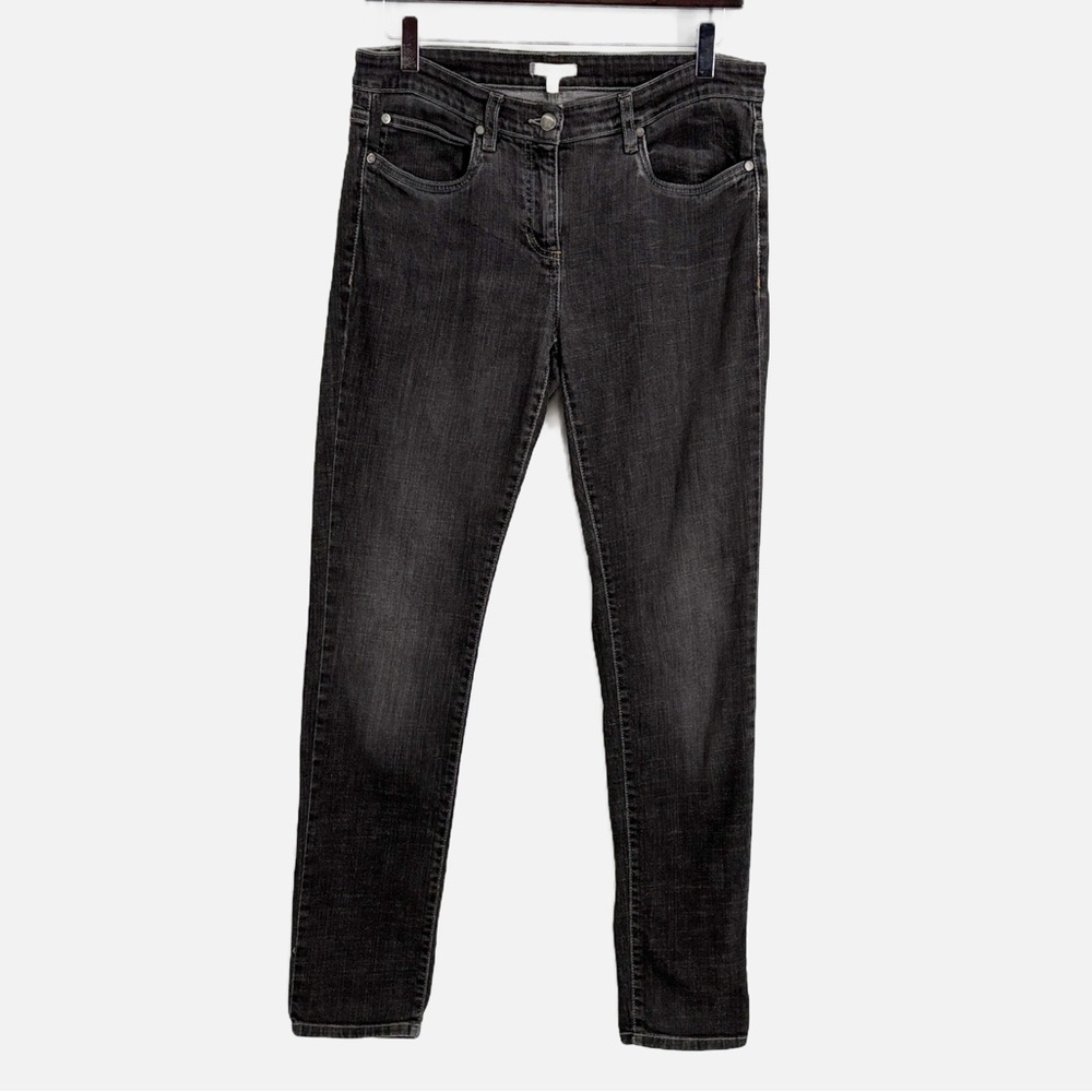 Eileen Fisher Low Rise Skinny Jeans in Faded Black - Size 10